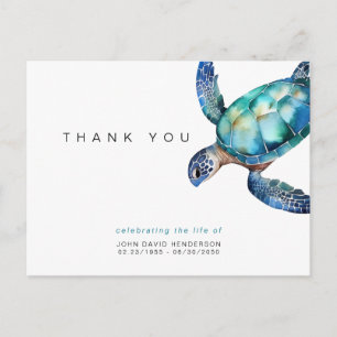 Carte Postale Tortue de mer Obsèques Tropicales Perte de Vie Mer