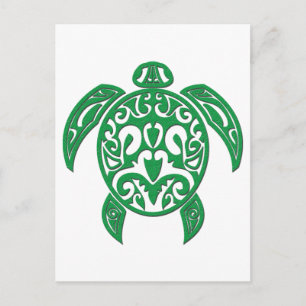 Carte Postale Tortue de mer polynésienne verte