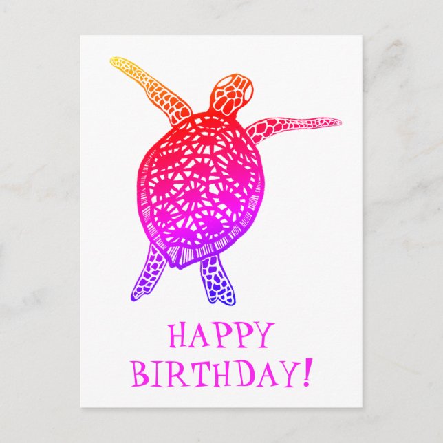 Carte Postale Tortue de mer Tortue HAPPY BIRTHDAY! (Devant)