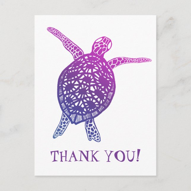 Carte Postale Tortue de mer Tortue MERCI! Violet (Devant)
