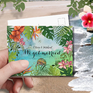 Carte Postale Tortue de mer tropicale Nous nous sommes mariés Ca