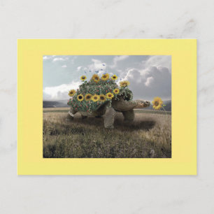 Carte postale Tortue de tournesol en fleurs