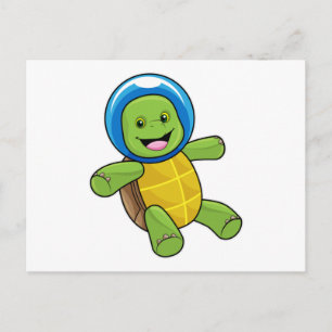 Carte Postale Tortue en astronaute avec boule de verre