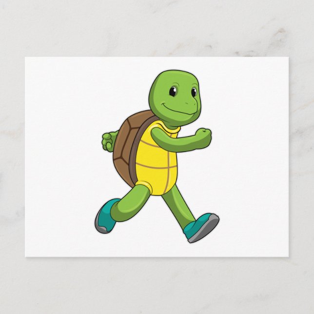 Carte Postale Tortue en coureur à la course (Devant)