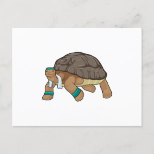 Carte Postale Tortue en coureur avec serviette