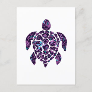 Carte Postale Tortue florale