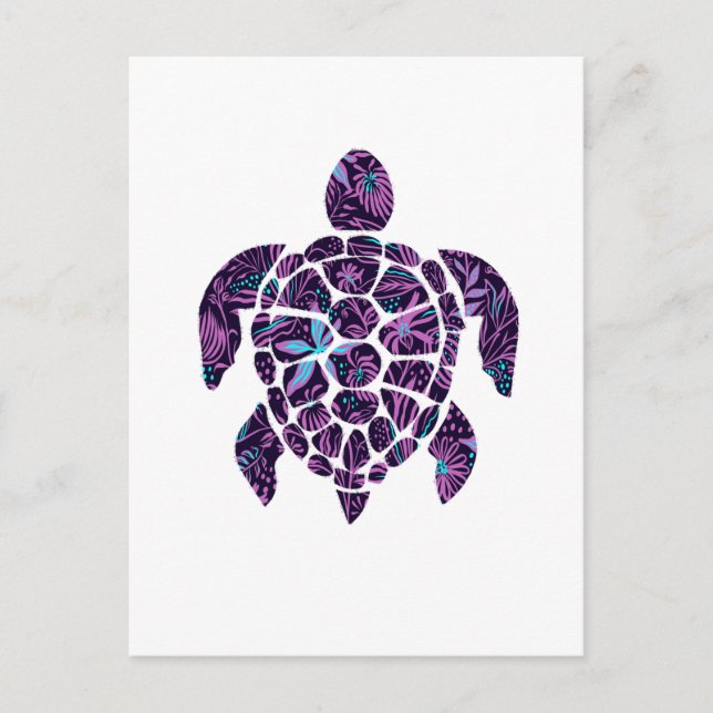 Carte Postale Tortue florale (Devant)