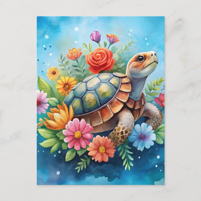 Carte Postale Tortue florale (Devant)