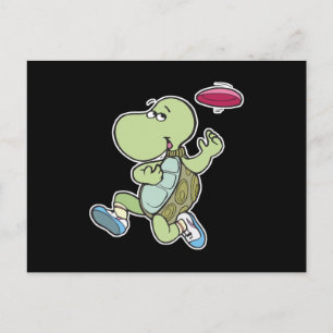 Carte Postale tortue jouant au frisbee