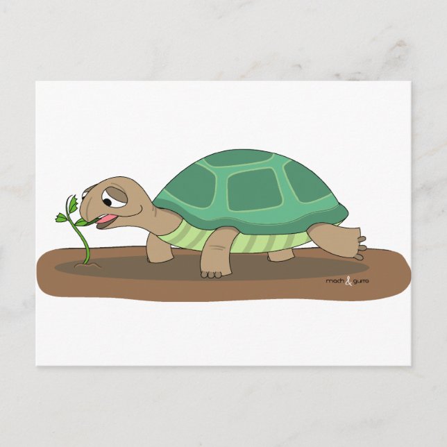 Carte Postale Tortue mangeant (Devant)