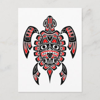 Carte Postale Tortue marine de l'esprit haïda rouge et noire