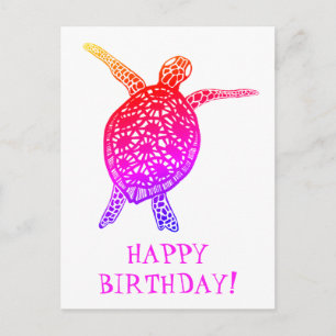 Carte Postale Tortue marine HAPPY BIRTHDAY!