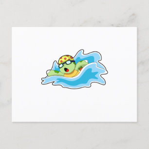 Carte Postale Tortue nageant dans l'eau