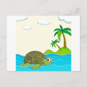 Carte Postale Tortue nageant dans l'océan