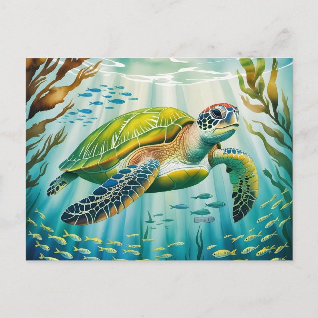 Carte Postale Tortue peinte (Devant)