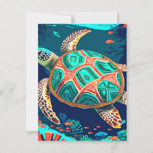 Carte Postale Tortue tribale