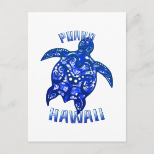 Carte Postale Tortue tribale de vacances Puako Hawaii
