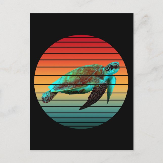 Carte Postale tortue vintage (Devant)