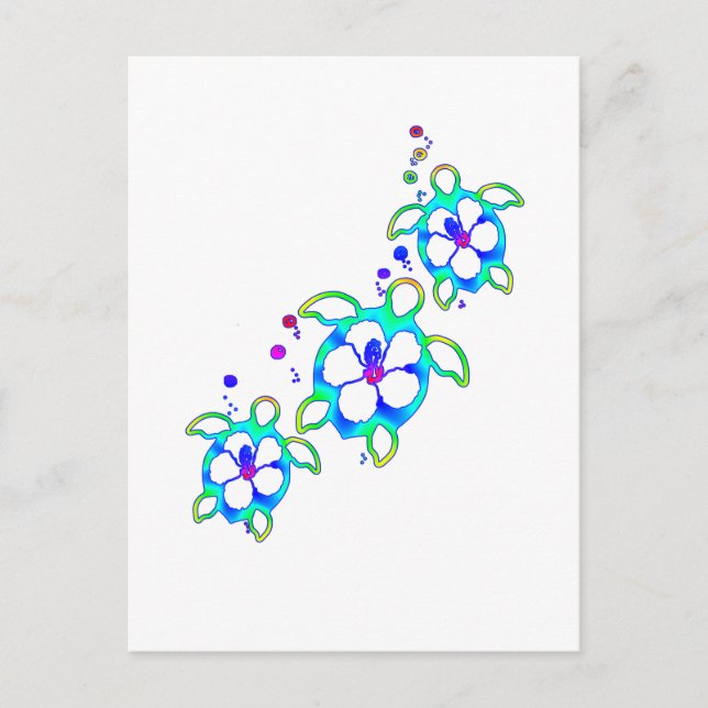 Carte Postale Tortues hawaïennes Honu (Devant)