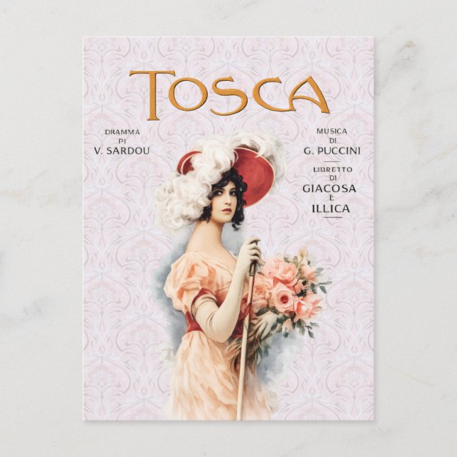 Carte Postale Tosca Opéra Vintage - Conception d'affiche d'opéra (Devant)