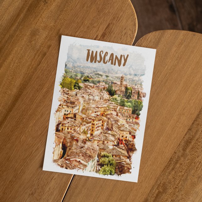 Carte Postale Toscane Italie Aquarelle Vue (tuscany italy watercolor view postcard)