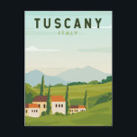 Carte Postale Toscane Italie Travel Art Vintage<br><div class="desc">Design d'art vectoriel toscan. Sa capitale,  Florence,  abrite l'art et l'architecture de la Renaissance parmi les plus reconnaissables au monde,  dont la statue "David" de Michel-Ange.</div>