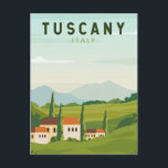 Carte Postale Toscane Italie Travel Art Vintage<br><div class="desc">Design d'art vectoriel toscan. Sa capitale,  Florence,  abrite l'art et l'architecture de la Renaissance parmi les plus reconnaissables au monde,  dont la statue "David" de Michel-Ange.</div>