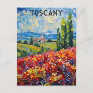 Carte Postale Toscane Italie Vignoble italien Aquarelle texturée