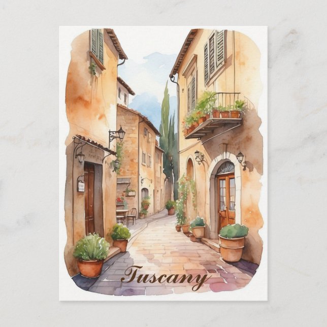 Carte Postale Toscane Italie Village Toscane Aquarelle Voyage (Devant)
