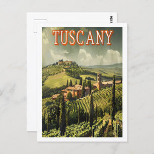 Carte Postale Toscane Italie Vintage Lieu de voyage célèbre