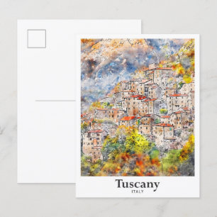 Carte Postale Toscane Italie Voyage Aquarelle main tiré