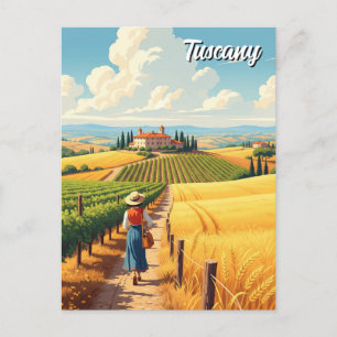 Carte Postale Toscane vintage Italie Campagne