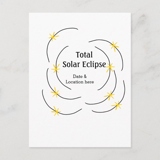 Carte Postale Total éclipse solaire ajouter la date emplacement  (Devant)