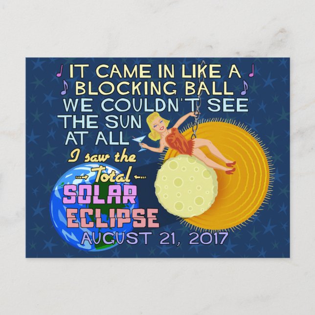 Carte Postale Total Éclipse Solaire Août 21 2017 Amusant América (Devant)