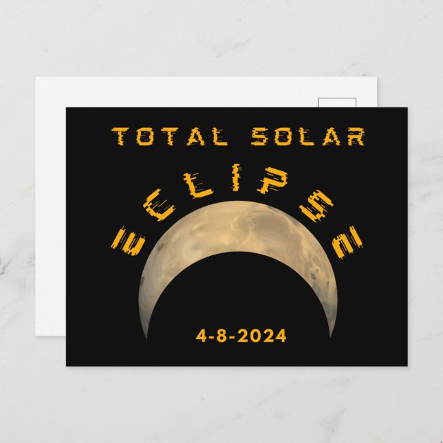 CARTE POSTALE TOTAL SOLAIRE ÉLIPSE LUNE TERRE SOLAIRE (Devant / Derrière)