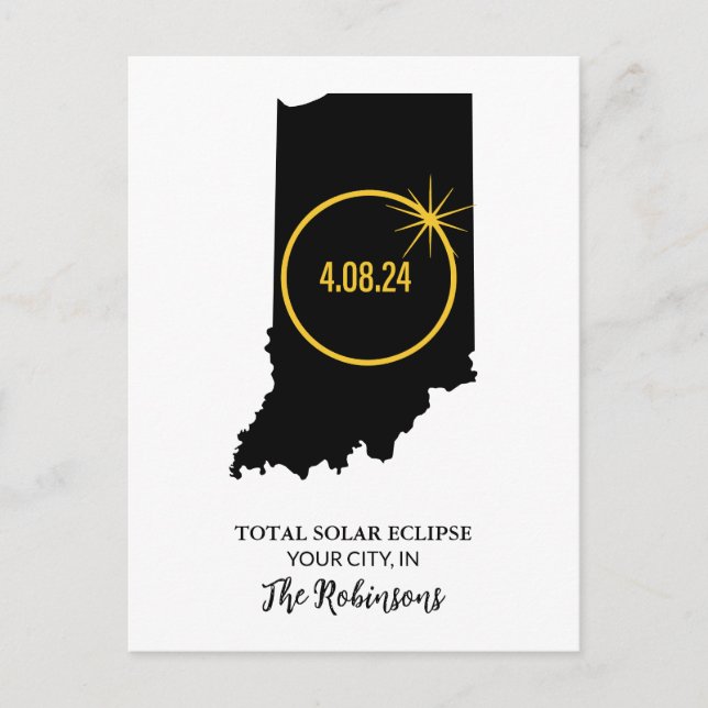 Carte Postale Total Solar Eclipse 2024 Nom personnalisé, City In (Devant)