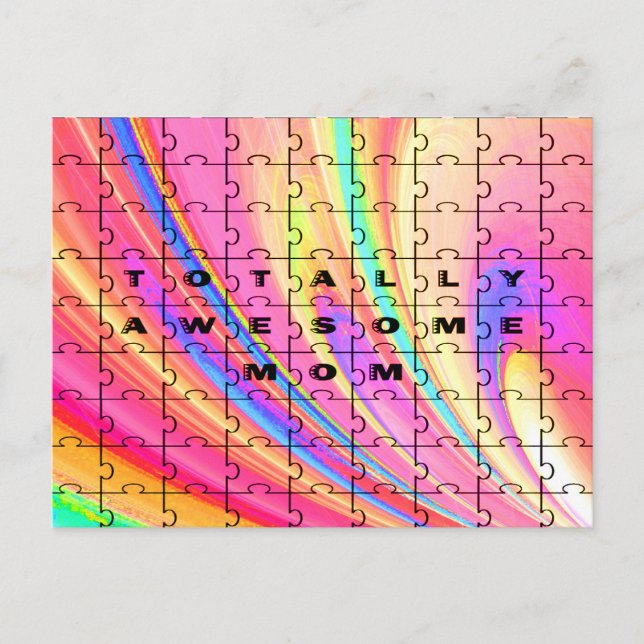 Carte Postale Totally Awesome Maman rose Swirl Puzzle (Devant)