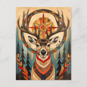 Carte Postale Totem Cerf – Esprit Art Déco Élégant