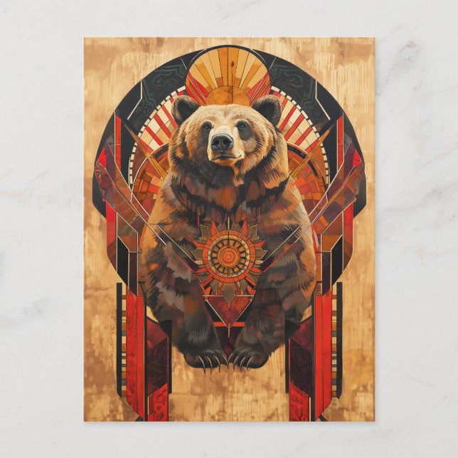 Carte Postale Totem de l'ours – Force dans le style Deco (Devant)