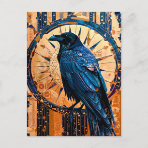 Carte Postale Totem du Corbeau – Symbole Mystique Art Déco