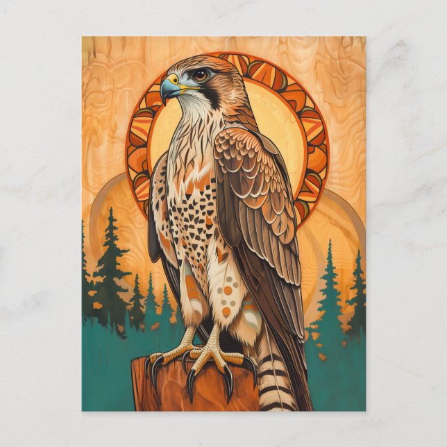 Carte Postale Totem du Faucon – Esprit Art Déco Visionnaire (Devant)