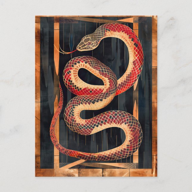 Carte Postale Totem du serpent – Symbole déco transformatif (Devant)