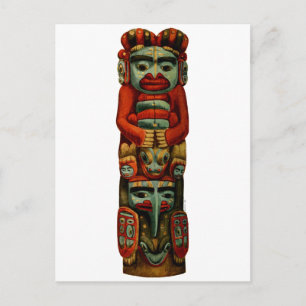 Carte Postale Totem indien tribal amérindien Pole Spirituel