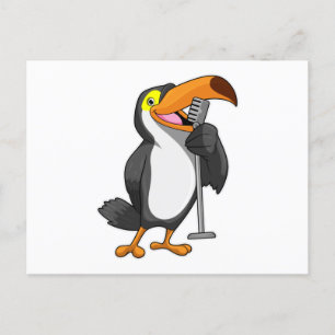 Carte Postale Toucan à la musique avec microphone
