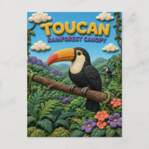 Carte Postale Toucan, Canopée de la Forêt Tropicale en Argile