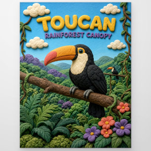 Carte Postale Toucan, Canopée de la Forêt Tropicale en Argile