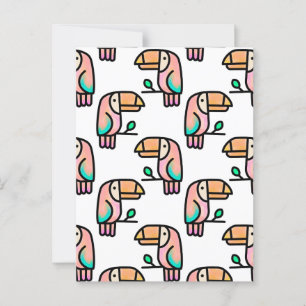 Carte Postale toucan oiseau de la jungle pastel arc-en-ciel moti