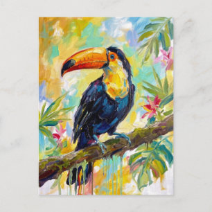 Carte Postale Toucan oiseau vibrant : Peinture de faune tropical