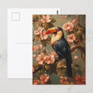 Carte Postale Toucan Tropical Style Vintage peinture