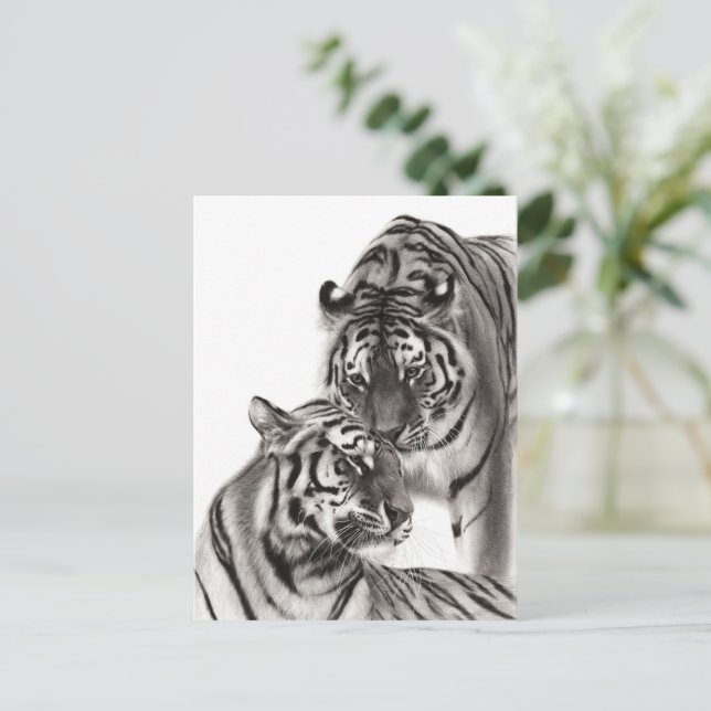 Carte Postale Touch - Oeuvre originale de tigre peinte à la main (Debout devant)